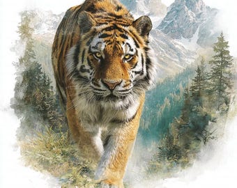 10 Majestic Tiger Clipart, Jungle Animals Clipart, Printable Watercolor Clipart, High Quality JPGs, Digital Download, Journals, Paper Craft