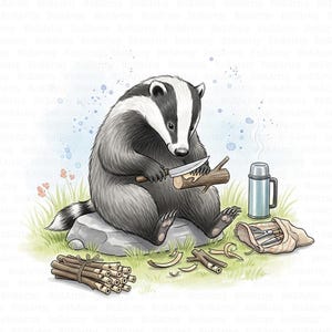 10 grävling Clipart, nyckfull skogsmark Clipart, Cottagecore akvarell Clipart, högkvalitativa JPG-bilder, digital nedladdning, barnkammar Clipart, dagbok