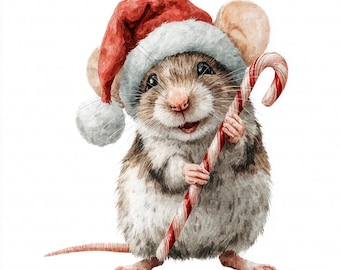 11 Christmas Mice Clipart, Winter Mouse, Printable Watercolor Clipart, High Quality JPGs, Digital Download, Paper Craft, Junk Journals