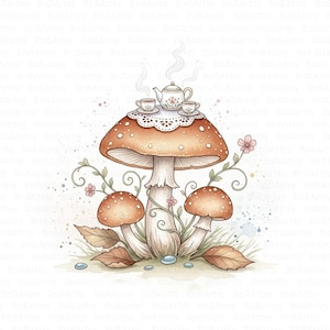 10 Cottagecore Mushroom Clipart, Printable Mushroom, Watercolor Clipart, High Quality JPG, Digital Download, Junk Journal, Paper Crafts