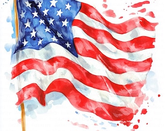 11 USA vlag patriottische clipart, Amerikaanse vlag, afdrukbare aquarel clipart, hoge kwaliteit jpg's, digitale download, Paper Craft, ongewenste tijdschriften