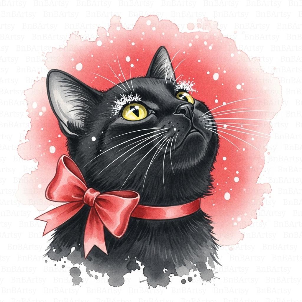 13 Black Cat Christmas Clipart, Watercolor Cat With Bow Tie Art, Christmas  Kitty, Pet Xmas, JPG Digital Download, Junk Journal, Paper Craft - Etsy  Israel