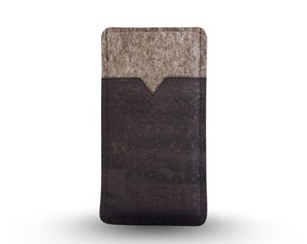 Handytasche aus Filz und schwarzem Kork, Maßanfertigung