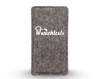 Handytasche aus Filz mit aufgeflocktem Wunschtext, Maßanfertigung