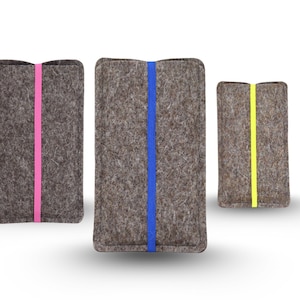 Filz Handyhülle / Filz Handytasche - aus Wollfilz, mit Gummiband, passend für iPhone, Samsung, Google Pixel, Fairphone, Xiaomi (Wunschmaß)