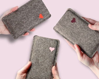 Filz Handyhülle mit Herz, maßgeschneidert für dein Handy