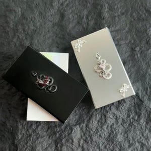 His and Hers Gothic Metal Cigarette Case - Black/Silver Snake Design with Blood Moon & Heart - Dark Romance Gift for Boyfriend or Girlfriend
