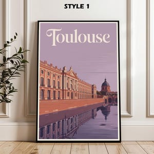 Affiche Toulouse, impression voyage France, affiche Toulouse France, illustration Toulouse, cadeau ville de Toulouse, affiche de voyage vintage, décoration d'intérieur