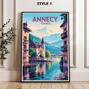 Annecy Poster, France Travel Print, Annecy Art Print, Lake Annecy Illustration, Annecy Canals Gift, Vintage Travel Poster, Home Decor