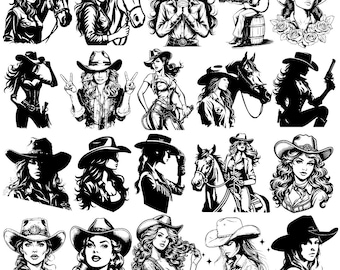 300+ Western Cowgirl SVG Bundle | Cowgirl SVG, Western SVG, Rodeo svg, Country Cowgirl Clipart, Commercial Use