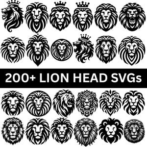 Roaring Lion SVG Mega Bundle with 200+ wild and powerful animal designs. Perfect for Cricut, Silhouette, vinyl projects, t-shirts, mugs, wall decor, and more. Includes tribal, cartoon, and realistic lion styles. Commercial license included. Ideal for crafters, small business owners, and designers who want to stand out. Easy to use, high-resolution files ready for instant download