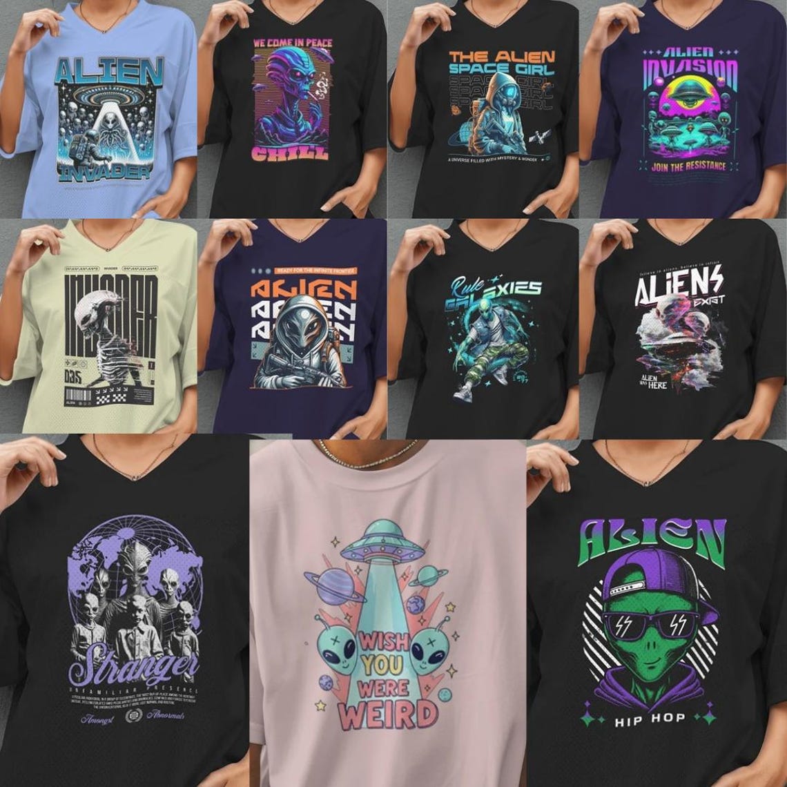 500+ Alien PNG Bundle • HD T-shirt Designs • UFO Extraterrestrial ...