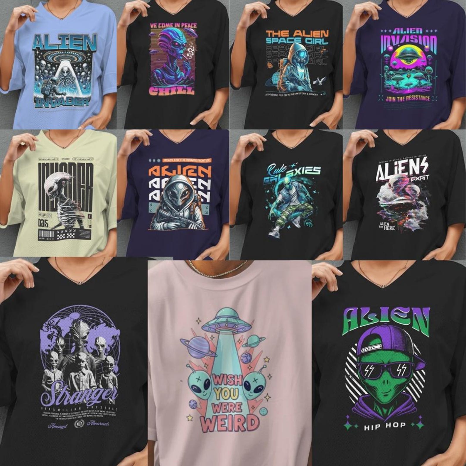 500+ Alien PNG Bundle • HD T-shirt Designs • UFO Extraterrestrial ...