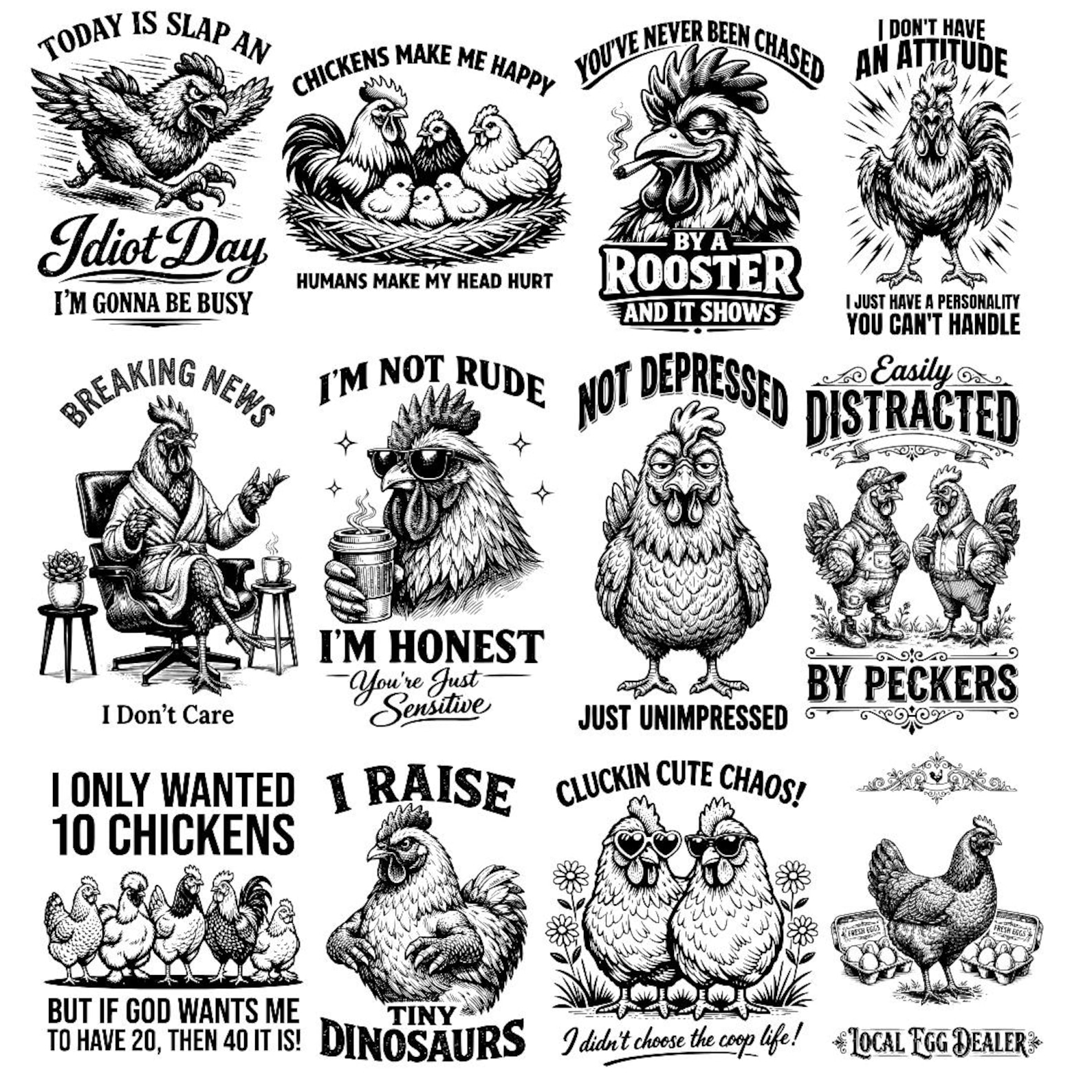 Funny Chicken Quotes SVG Bundle, Farmer Chicken SVG, Farm Life Quotes ...