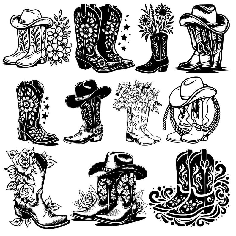 cowboy boots svg, cowgirl boots svg, western boots svg bundle, cowboy hat svg, howdy svg file, floral cowgirl boots svg, western cut files for cricut, silhouette western svg, rodeo svg designs, country western svg bundle, western shirt design svg, rustic western decor svg, farmhouse western svg, cowgirl aesthetic svg, boots and hat svg, western graphic svg, country girl svg, western clipart svg, commercial use western svg, cricut western bundle, sublimation western design