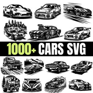 1000+ Auto SVG-Bundle | Muskelauto, Sportwagen, Oldtimer SVG | Auto Clipart für Cricut & Silhouette