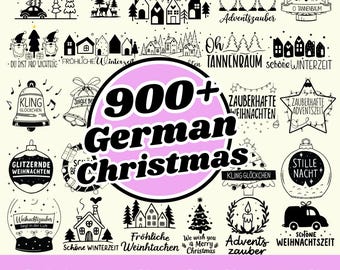 Paquete SVG PNG de Navidad alemán, 900+ Weihnachten svg, SVG alemán, Plotterdatei Weihnachten, Casas de Navidad, Silueta Cricut