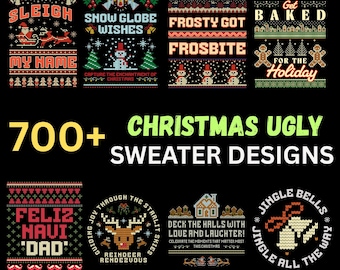 700+ Christmas Ugly Sweater PNG Bundle | Holiday Graphics DIY Projects