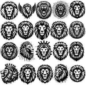 Roaring Lion SVG Mega Bundle with 200+ wild and powerful animal designs. Perfect for Cricut, Silhouette, vinyl projects, t-shirts, mugs, wall decor, and more. Includes tribal, cartoon, and realistic lion styles. Commercial license included. Ideal for crafters, small business owners, and designers who want to stand out. Easy to use, high-resolution files ready for instant download