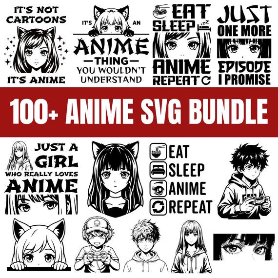 100+ Anime SVG Bundle Files | Anime Silhouette SVG | Japanese SVG | Kawaii Anime svg Pack | Anime Character svg for Cricut