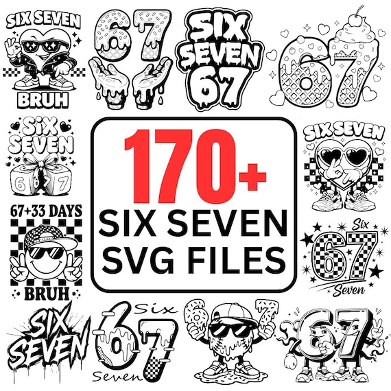 67 Meme SVG Bundle | Six Seven Meme SVG | 170+ Funny Meme SVG Files for Cricut & Silhouette | Commercial Use svg for Shirts