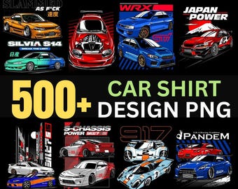 Más de 500 diseños de camisetas de coches/paquete PNG para POD/Muscle Cars, JDM, supercoches, carreras y gráficos de streetwear.