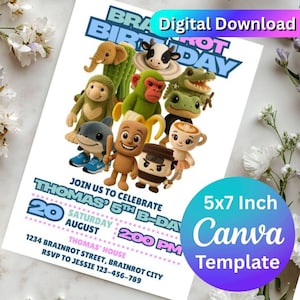 Italian Brainrot Birthday Invitation, Digital Invitation, Birthday Invitation, Canva Template Invitation, Editable, Digital Download