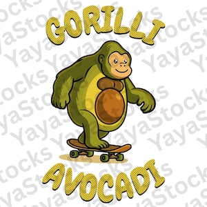 Gorilli avocadi PNG Funny Italian Meme Shirt PNG | Trendy Internet Brain Rot Graphic Tee | Humorous Digital Download