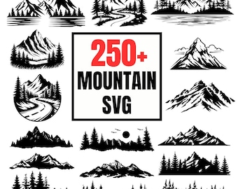 250+ Mountain SVG Bundle | Nature Adventure SVG | Camping Hiking Mountains SVG | Cricut Silhouette Commercial Use