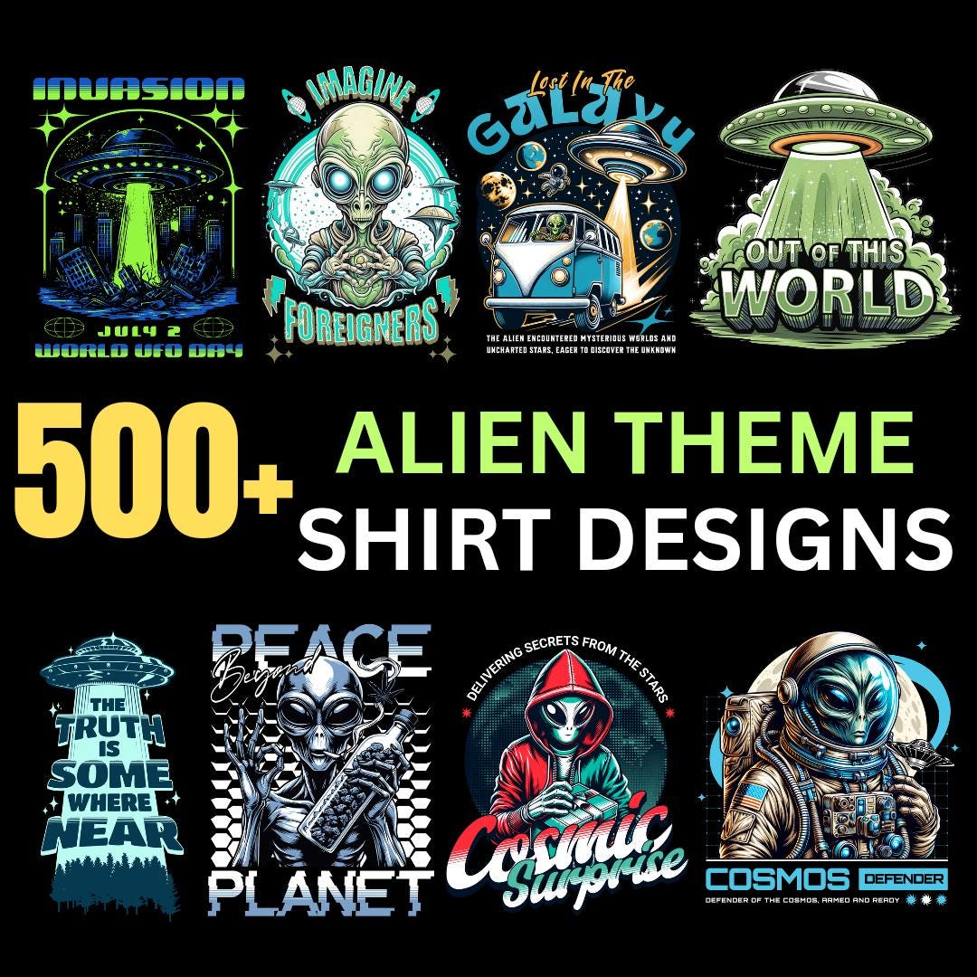500+ Alien PNG Bundle • HD T-shirt Designs • UFO Extraterrestrial ...