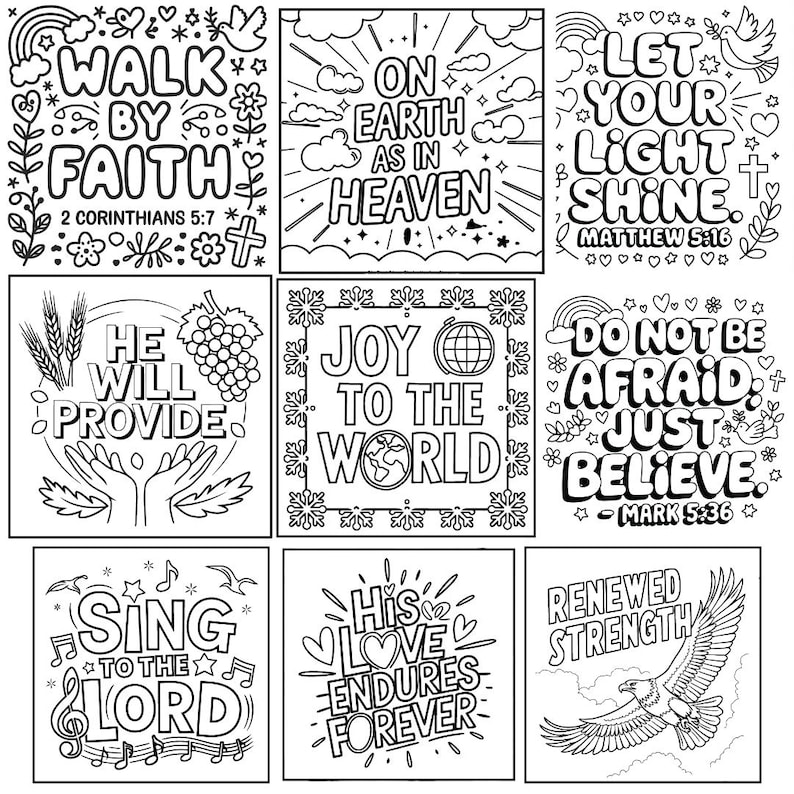 Bible verse coloring pages, Christian coloring sheets, inspirational scripture coloring, printable Bible study art, religious coloring pages for adults, faith-based coloring bundle, Sunday school activity pages, Jesus coloring designs, uplifting Christian wall art printables, scripture journaling pages, spiritual relaxation coloring, instant download Bible quotes art, Christian gifts for women, kids and adults printable Bible coloring
