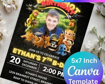 Italian Brainrot Birthday Invitation, Digital Invitation, Birthday Invitation, Canva Template Invitation, Editable, Digital Download Photo
