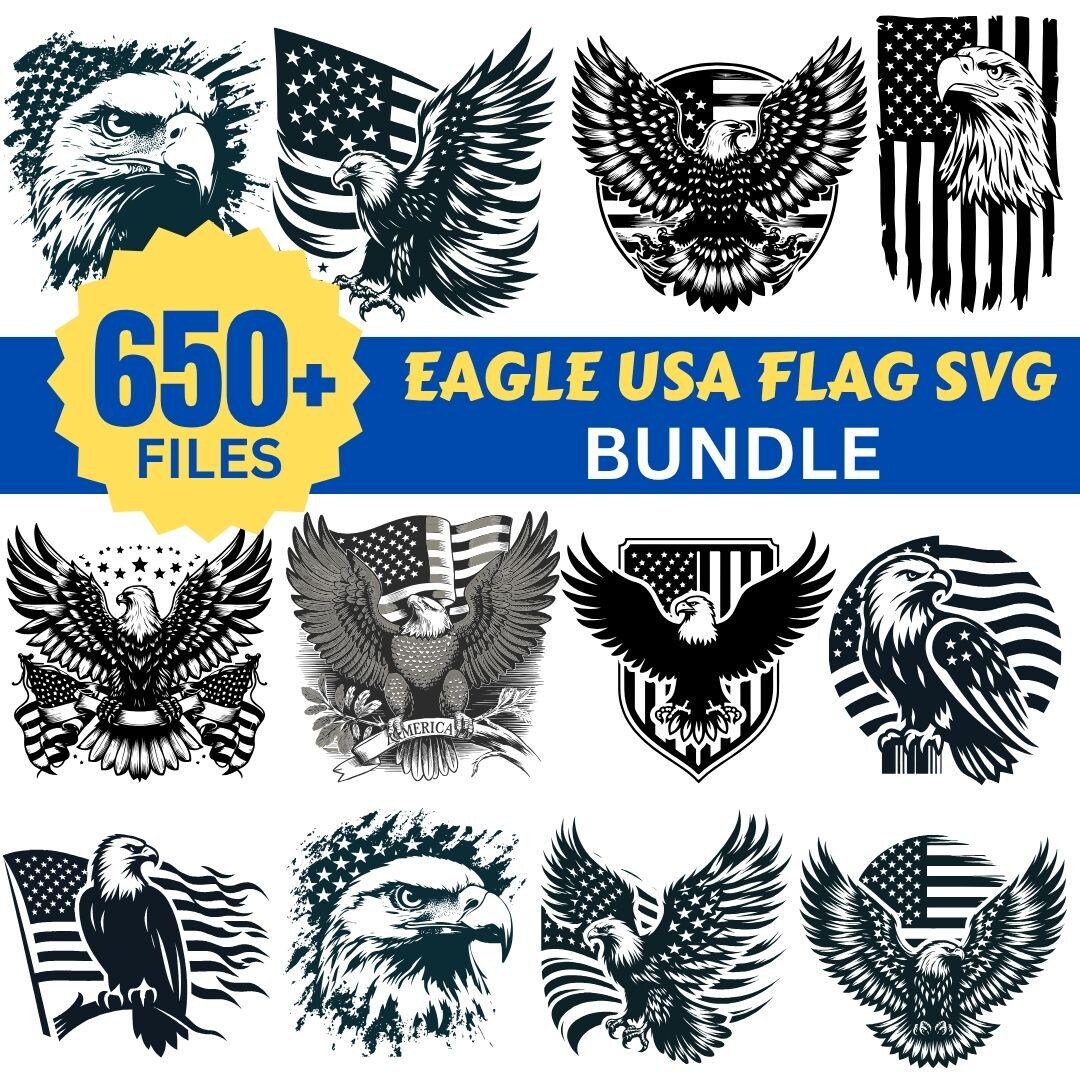 650+ Patriotic Eagle SVG | Eagle USA Flag SVG Bundle | American Flag ...