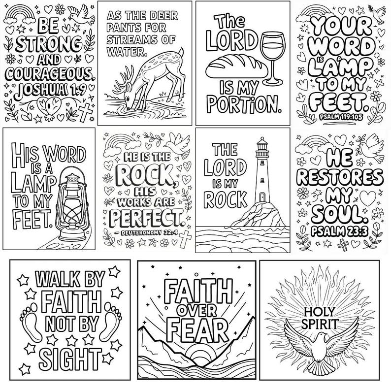 Bible verse coloring pages, Christian coloring sheets, inspirational scripture coloring, printable Bible study art, religious coloring pages for adults, faith-based coloring bundle, Sunday school activity pages, Jesus coloring designs, uplifting Christian wall art printables, scripture journaling pages, spiritual relaxation coloring, instant download Bible quotes art, Christian gifts for women, kids and adults printable Bible coloring