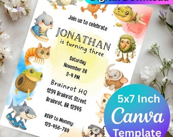 Italian Brainrot Birthday Invitation, Digital Invitation, Birthday Invitation, Canva Template Invitation, Editable, Digital Download