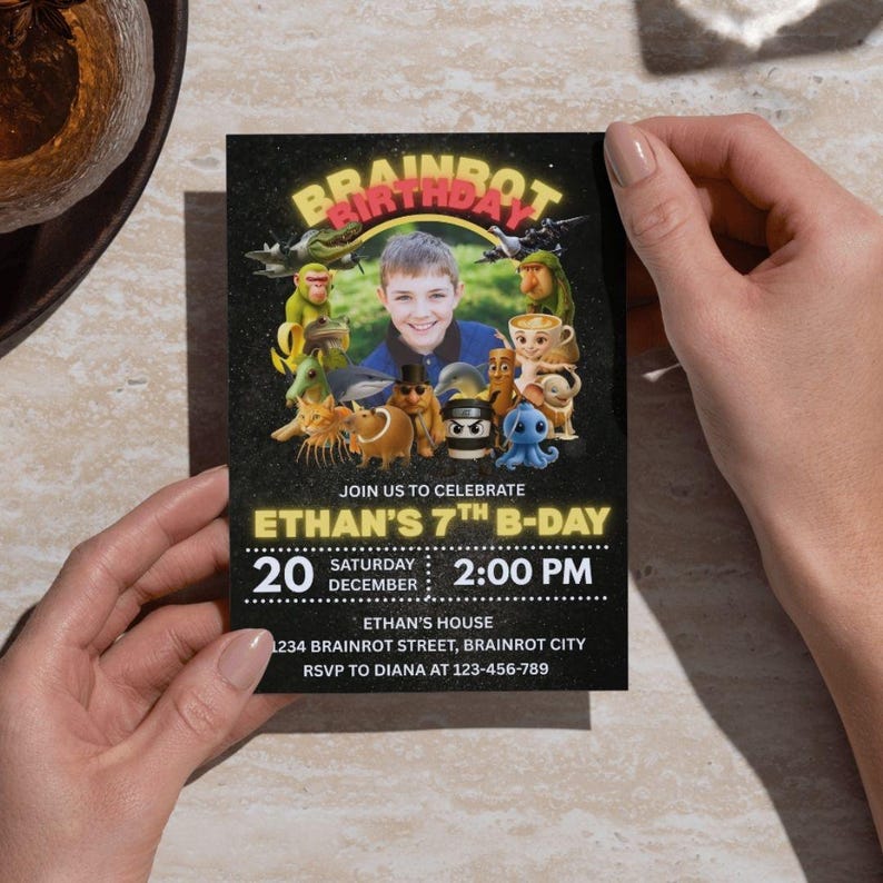 Italian Brainrot Birthday Invitation, Digital Invitation, Birthday ...