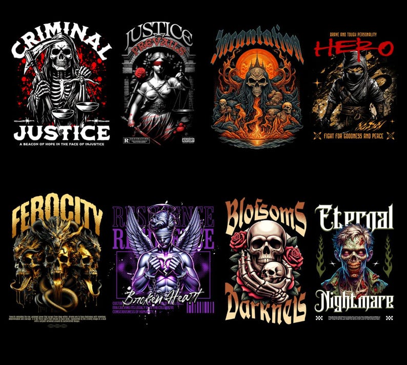 2000+ Streetwear T-Shirt PNG Designs Ultimate Bundle for POD & Clothing Brands, Urban Fashion Graphic Digital Download, Printable Designs, image 4