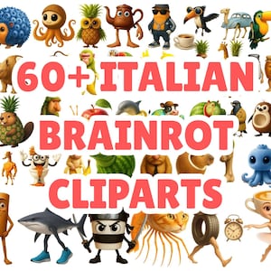 Italian Brainrot PNG Sublimation, Design Bundle (60+ PNG), Tung Tung Sahur, Tralalero Tralala, Clipart Png, Digital Stickers, Viral Meme, HQ