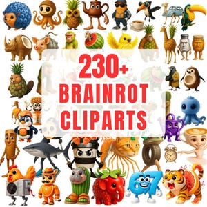 Sublimacja Italian Brainrot PNG, pakiet projektu (230+ PNG), Tung Tung Sahur, Tralalero Tralala, clipart PNG, naklejki cyfrowe, wirusowe memy