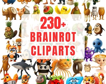 Italienische Brainrot PNG Sublimation, Design-Bundle (230+ PNG), Tung Tung Sahur, Tralalero Tralala, Clipart Png, digitale Aufkleber, Viral Meme