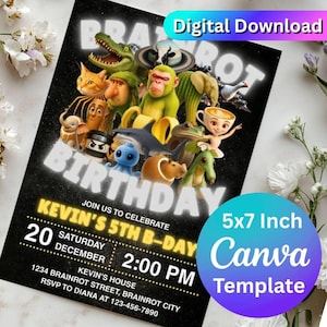 Italian Brainrot Birthday Invitation, Digital Invitation, Birthday Invitation, Canva Template Invitation, Editable, Digital Download