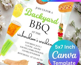 BBQ Digital Invitation, Pool Party Invitation Summer Pool Party Invite, Grill and Chill Digital Download Invite Editable Template Evite