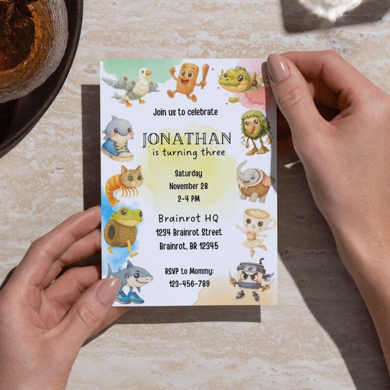 Italian Brainrot Birthday Invitation, Digital Invitation, Birthday ...