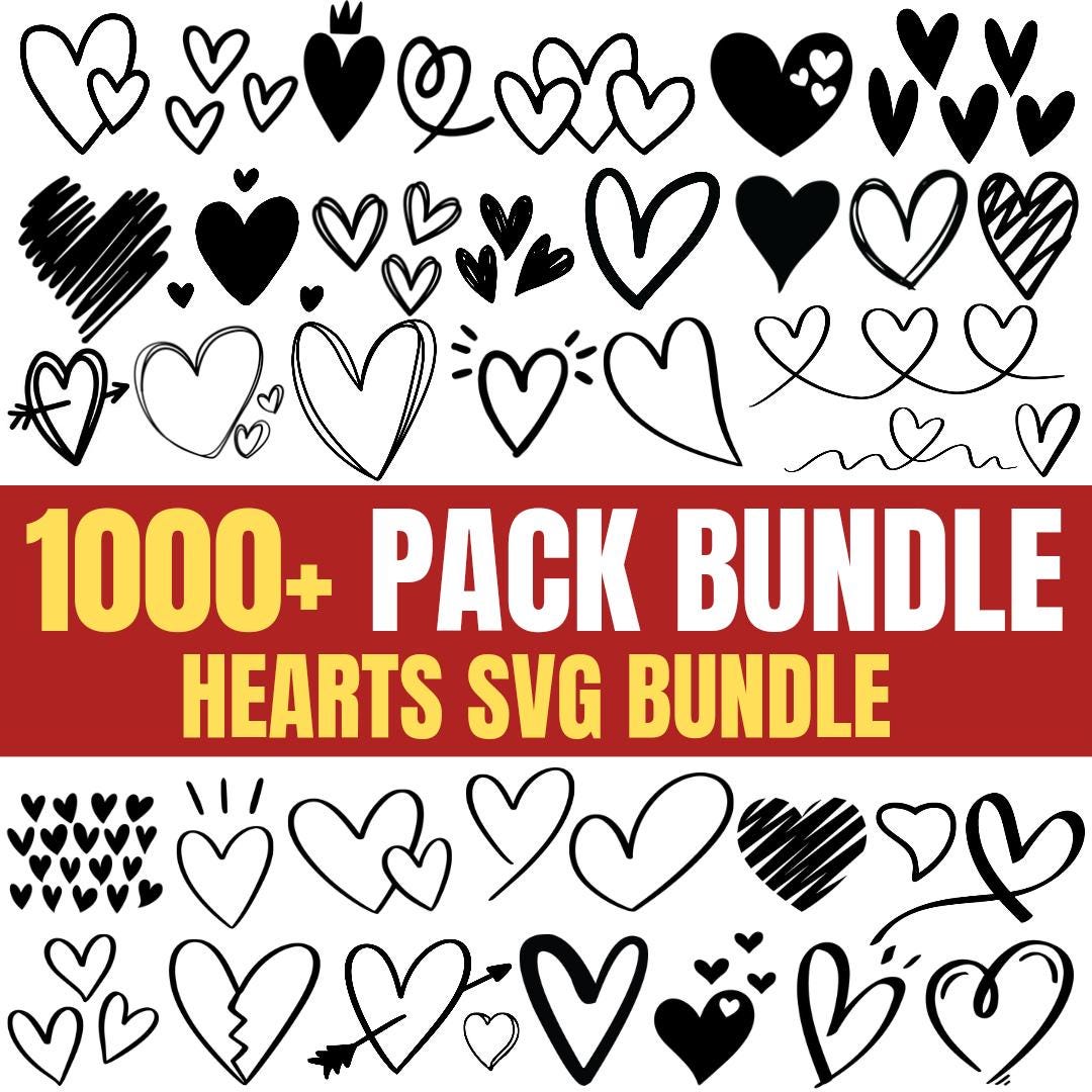 1000+ Heart Doodle SVG Bundle – Hand-drawn Heart Designs for Cricut ...