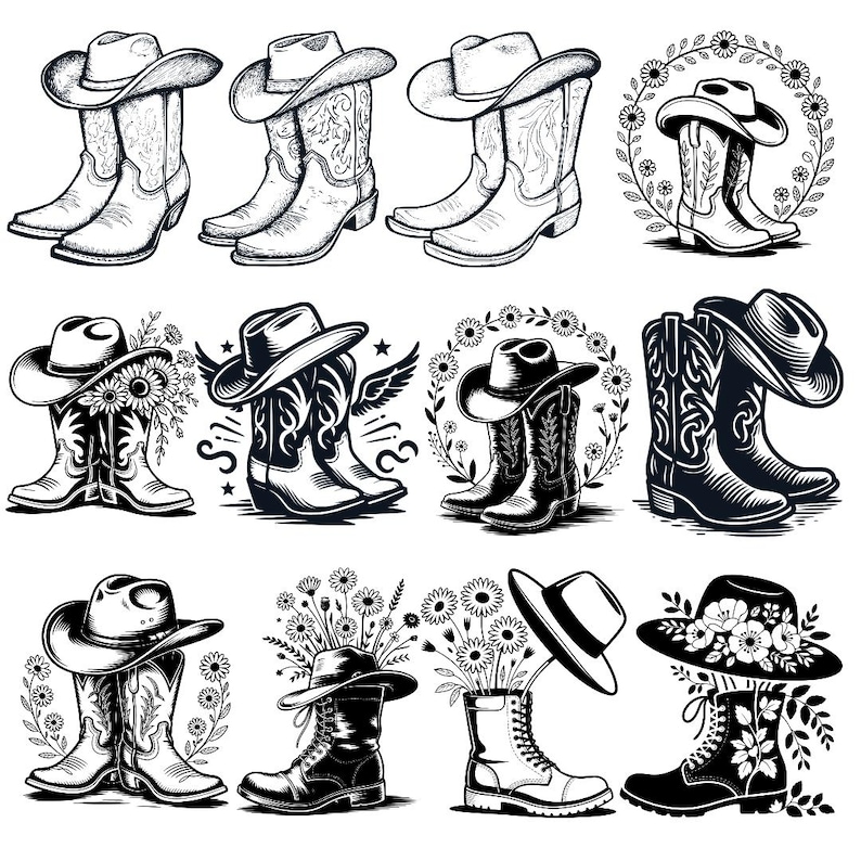 cowboy boots svg, cowgirl boots svg, western boots svg bundle, cowboy hat svg, howdy svg file, floral cowgirl boots svg, western cut files for cricut, silhouette western svg, rodeo svg designs, country western svg bundle, western shirt design svg, rustic western decor svg, farmhouse western svg, cowgirl aesthetic svg, boots and hat svg, western graphic svg, country girl svg, western clipart svg, commercial use western svg, cricut western bundle, sublimation western design