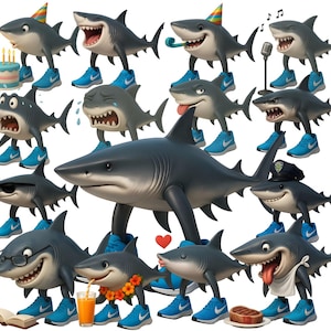 Tralalero Tralala-clipart, png-bestand. Italiaanse Brainrot-clipart - Tralalero Tralala PNG-afbeeldingen voor knutselen - digitale download