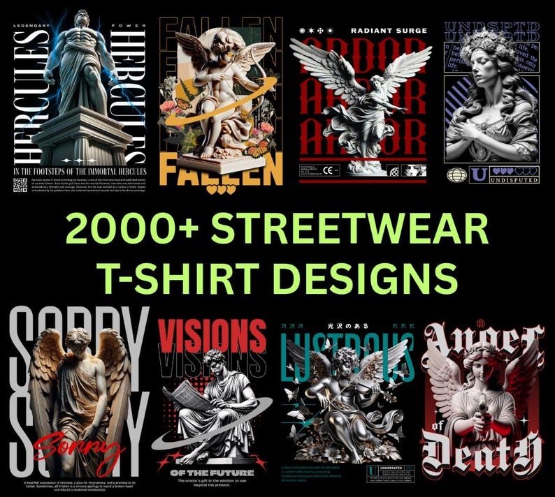2000+ Streetwear T-Shirt PNG Designs Ultimate Bundle for POD & Clothing Brands, Urban Fashion Graphic Digital Download, Printable Designs, image 1
