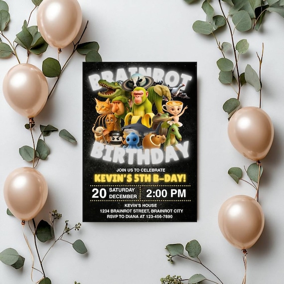 Italian Brainrot Birthday Invitation, Digital Invitation, Birthday Invitation, Canva Template Invitation, Editable, Digital Download