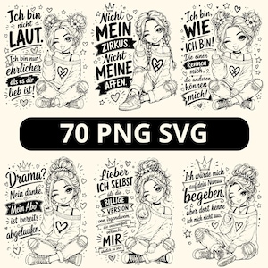 Freche Mädchen 70 PNG & SVG Designs Lustige Sprüche für starke Mädchen Digitale Dateien