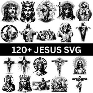 120+ Jezus SVG-bundel | Christian Jezus gezicht clipart | Religieuze SVG-bestanden voor Cricut en Silhouette